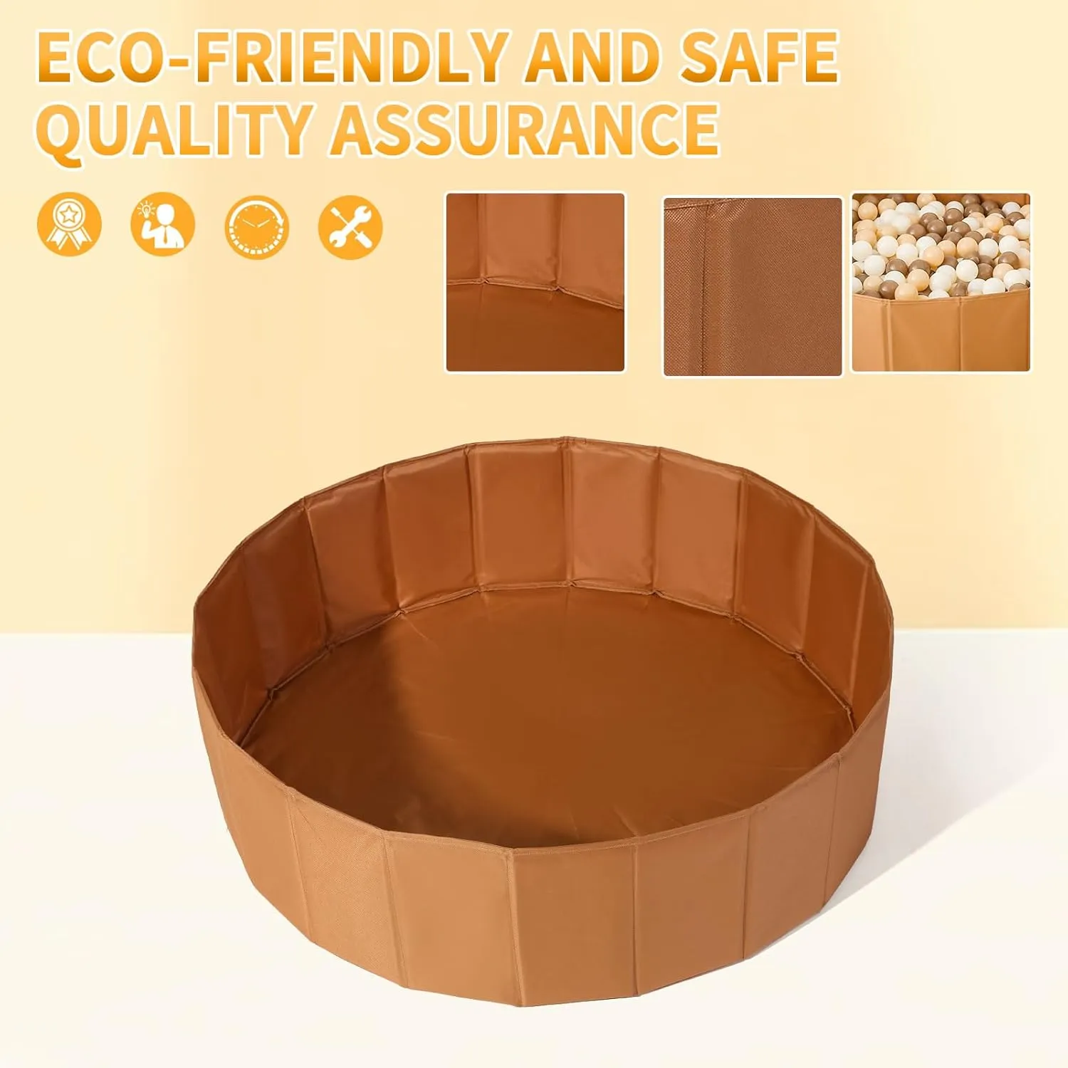 Ball Pit for Toddlers Babies Dogs Cats Iinfant Children, Foldable Ball Pits Play Tent, Crawl Playpen Ball Pool with Storage Bag, Surprise for Boys Girls Festival (Balls Not Included), Brown