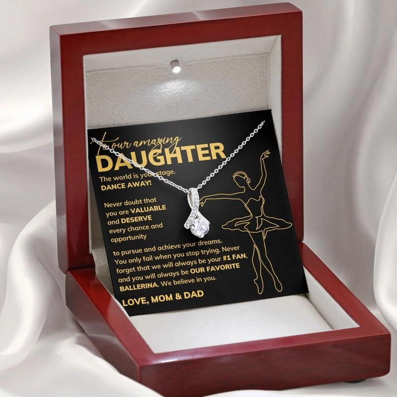 Ballerina Daughter Necklace Message Card Box Alluring Standard - Appreciation From Mom Dancer Ballet