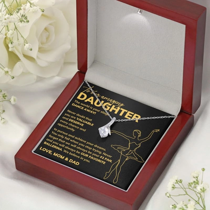 Ballerina Daughter Necklace Message Card Box Alluring Standard - Appreciation From Mom Dancer Ballet