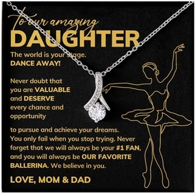 Ballerina Daughter Necklace Message Card Box Alluring Standard - Appreciation From Mom Dancer Ballet