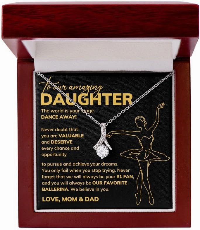 Ballerina Daughter Necklace Message Card Box Alluring Standard - Appreciation From Mom Dancer Ballet