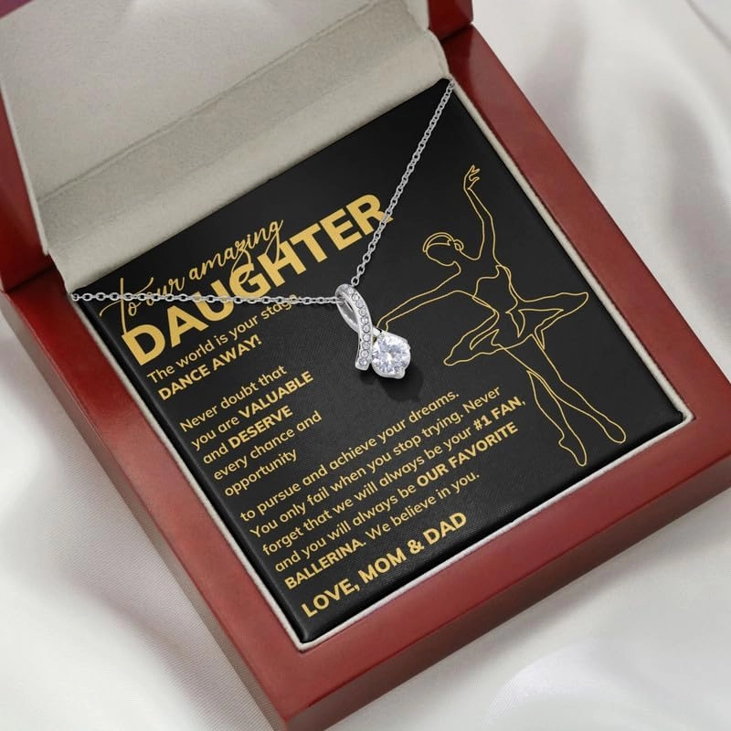 Ballerina Daughter Necklace Message Card Box Alluring Standard - Appreciation From Mom Dancer Ballet