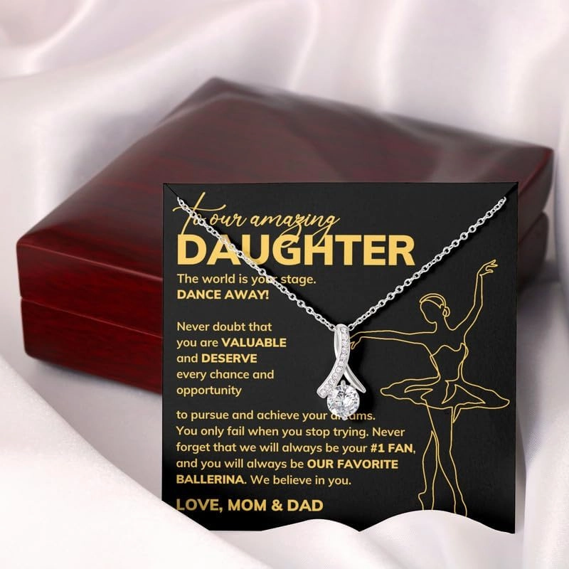 Ballerina Daughter Necklace Message Card Box Alluring Standard - Appreciation From Mom Dancer Ballet