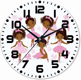 Ballerina Wall Clock Battery Operated Pink Bow and Ballet Shoes Wall Clock Silent Non Ticking Quality Quartz 10 Inch Round Easy Clock to Read for Home Office