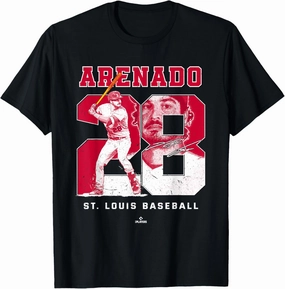 BallPark MVP Unisex-Adults Black Cotton Short Sleeve Crew Neck T-Shirt - Number and Portrait Nolan Arenado St Louis MLBPA T-Shirt - Small