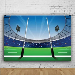Baocicco 9x5ft Cartoon American Football Playground Green Grassland Field Photography Backdrop Background Sports Club Sports Theme Rugby Match Boys Happy Birthday Theme Photo Studio Props