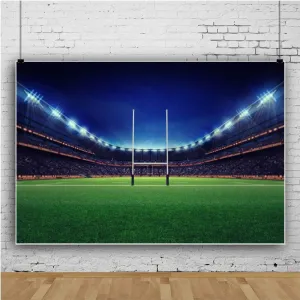 Baocicco 9x6ft Empty American Football Playground Stadium Photography Backdrop Background Football Stadium Backdrop Green Grassland Stadium Spotlight Shiny Lights Vinyl Photo Studio Props
