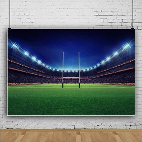 Baocicco 6x5ft Empty American Football Playground Stadium Photography Backdrop Background Football Stadium Backdrop Green Grassland Stadium Spotlight Shiny Lights Polyester Photo Studio Props