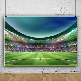 Baocicco 6x5ft Empty Football Playground Stadium Backdrop Photography Background Stadium Spotlight A Football Green Grassland Sport Field Shiny Lights Sports Theme Polyester Photo Studio Props