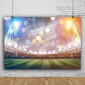 Baocicco 6x5ft Polyester Background for Football Ground Scene Backdrop Shiny Lights Stadium Lights Spotlight Football Match Sports Game Grassland Spotrs Green Lawn Sports Theme Photo Studio Props