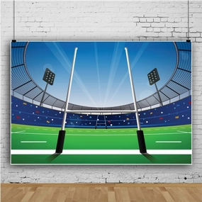 Baocicco 8x6.5ft Cartoon American Football Playground Green Grassland Field Photography Backdrop Background Sports Club Sports Theme Rugby Match Boys Happy Birthday Theme Vinyl Photo Studio Props