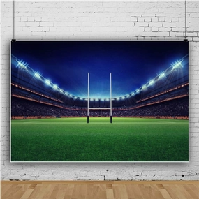 Baocicco 9x5ft Empty American Football Playground Stadium Photography Backdrop Background Football Stadium Backdrop Green Grassland Stadium Spotlight Shiny Lights Polyester Photo Studio Props