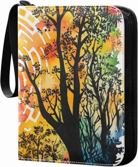 baseball card album card holder with double sided removable sleeves collectors for 400 cards Tree Colorful Print