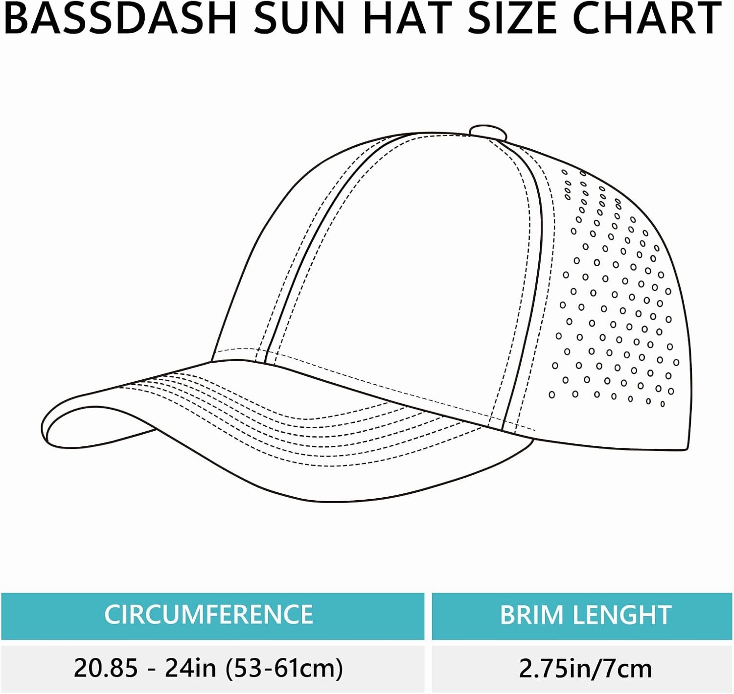 BASSDASH UPF 50  Quick Dry Baseball Cap Water Resistant Laser Cut Mesh Snapback Hat for Men Women Fishing Hiking FH14