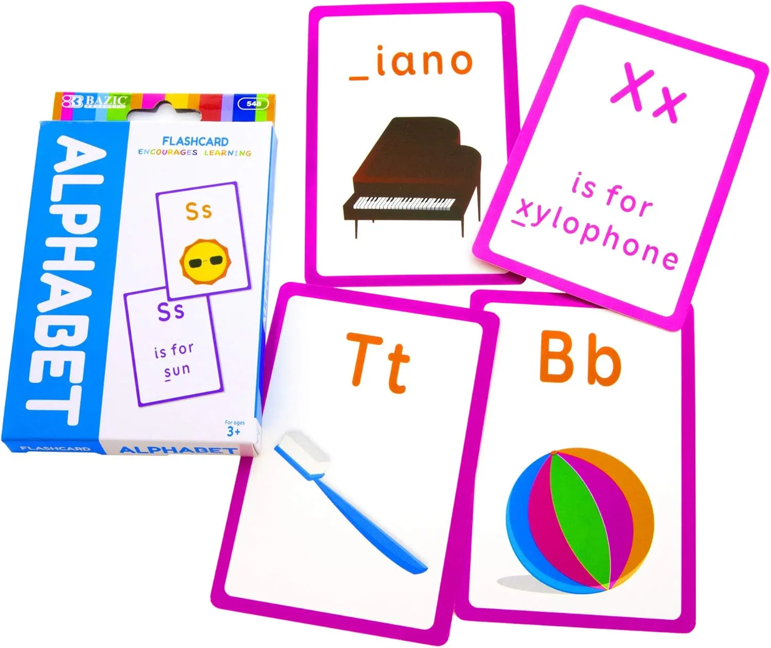 BAZIC Alphabet Flash Cards, with Picture ABCs Letters Uppercase Lowercase Flashcards Game (36/Pack), 24-Packs
