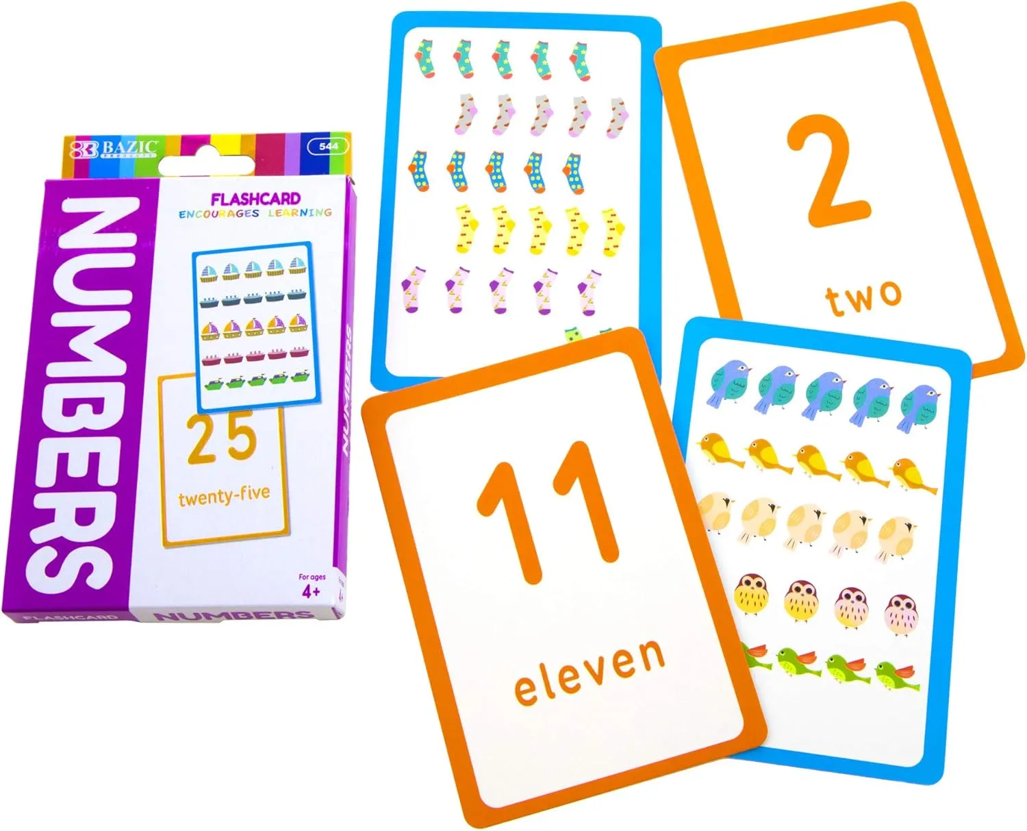 BAZIC Numbers Flash Cards, with Picture ABCs Letters Number Counting Flashcards Game (36/Pack), 24-Packs