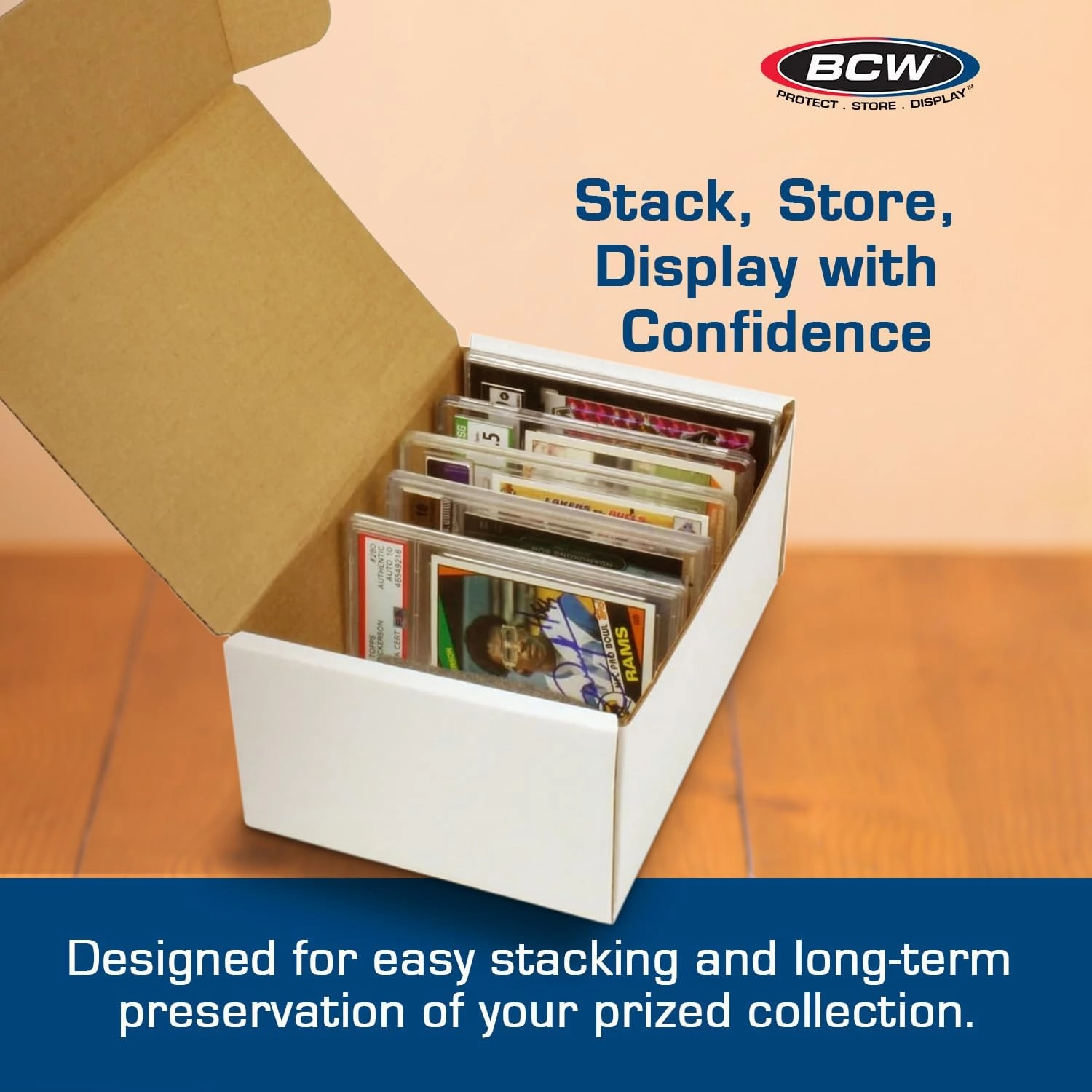 BCW Graded Card Storage Box - Sports & Trading Card Holder - 5 Pack