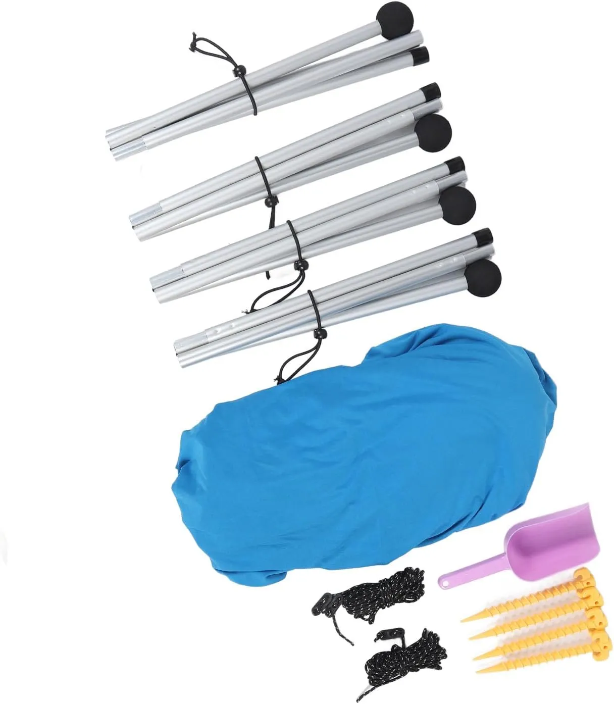 Beach Canopy, 4 Poles Beach Tent Sun Shelter Quick Setup with Carry Bag for Camping (300 * 300 * 200CM)
