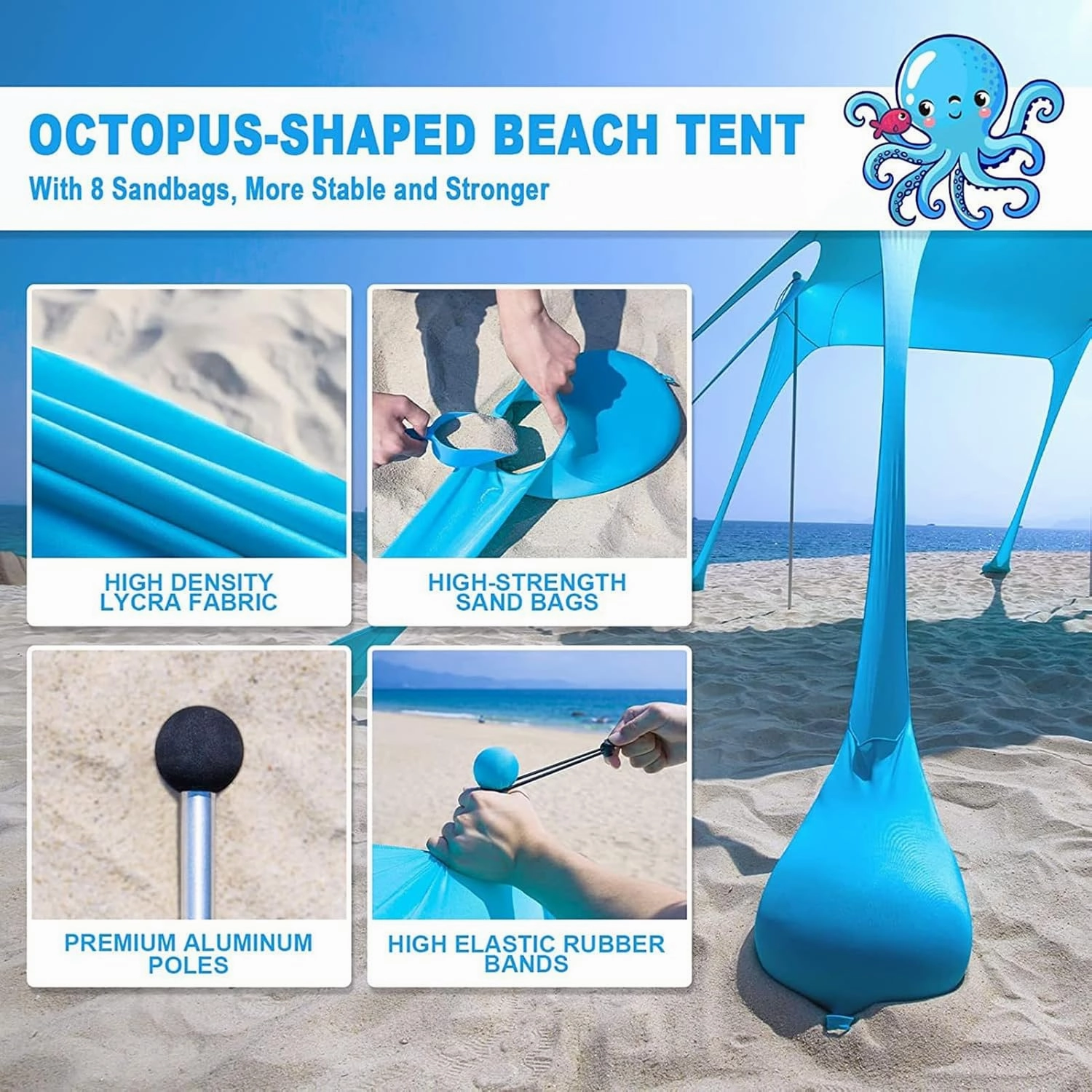Beach Tent Canopy | Beach Tent | Camping Sun Shelter UPF50  | Portable Beach Sun Shelter | for Camping Trips, Fishing, Backyard and Outdoor