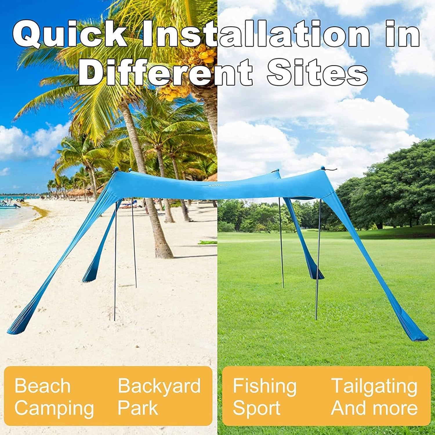 Beach Tent Canopy | Beach Tent | Camping Sun Shelter UPF50  | Portable Beach Sun Shelter | for Camping Trips, Fishing, Backyard and Outdoor