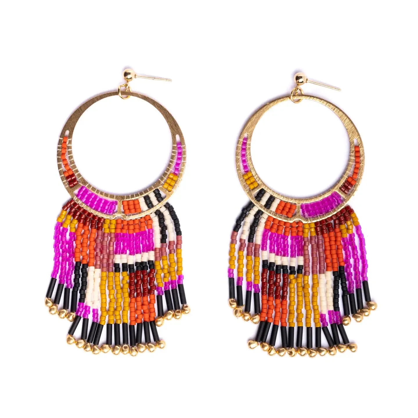 Beaded Painted Desert Fringe Earrings