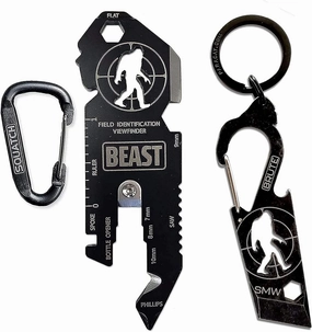 BEAST & BRUTE Combo Pack - Multi-Tool & Bottle Opener, Bigfoot gift for fans of Sasquatch, Yeti, Camping, Hiking - With Screwdriver, Wrench, Carabiner, Box Opener, 1/4" Drive