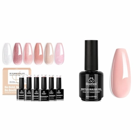 Beetles 6 colors Shimmer Builder Gel for Nails with Nude Pink Building Nail Gel Bauty Gift Sets for Women