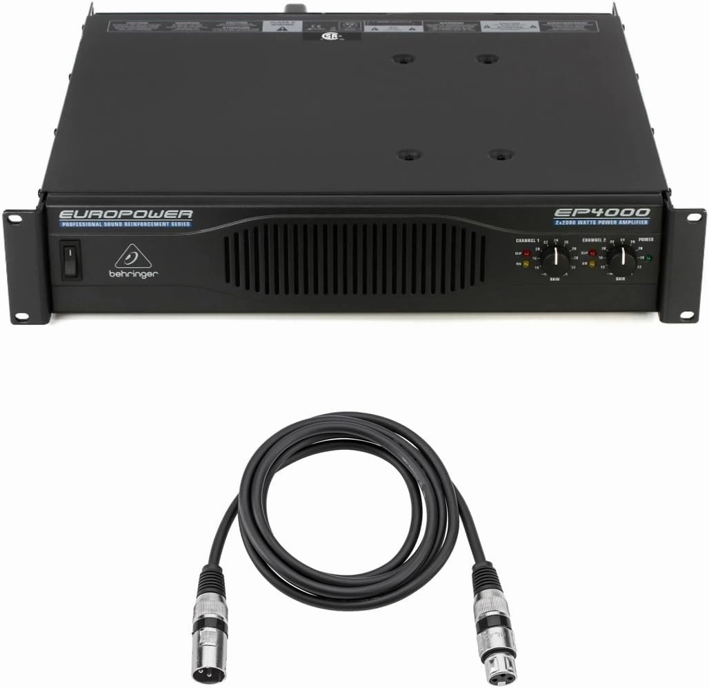 Behringer EP4000 4000W Professional Stereo Power Amplifier with XLR Microphone Cables