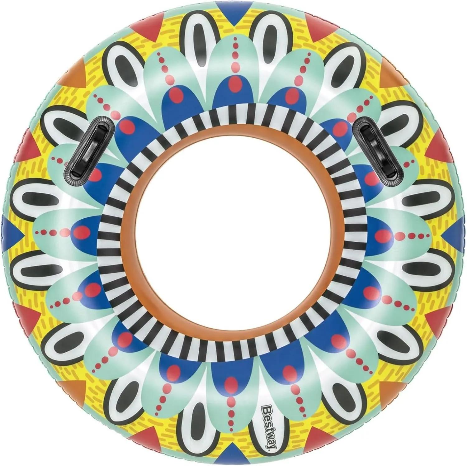 Bestway Flirty Fiesta Swim Tube, 42" Inflatable Ring with Handles, Beach and Pool Float Toy for Kids, Multi-Coloured,One Size,36294