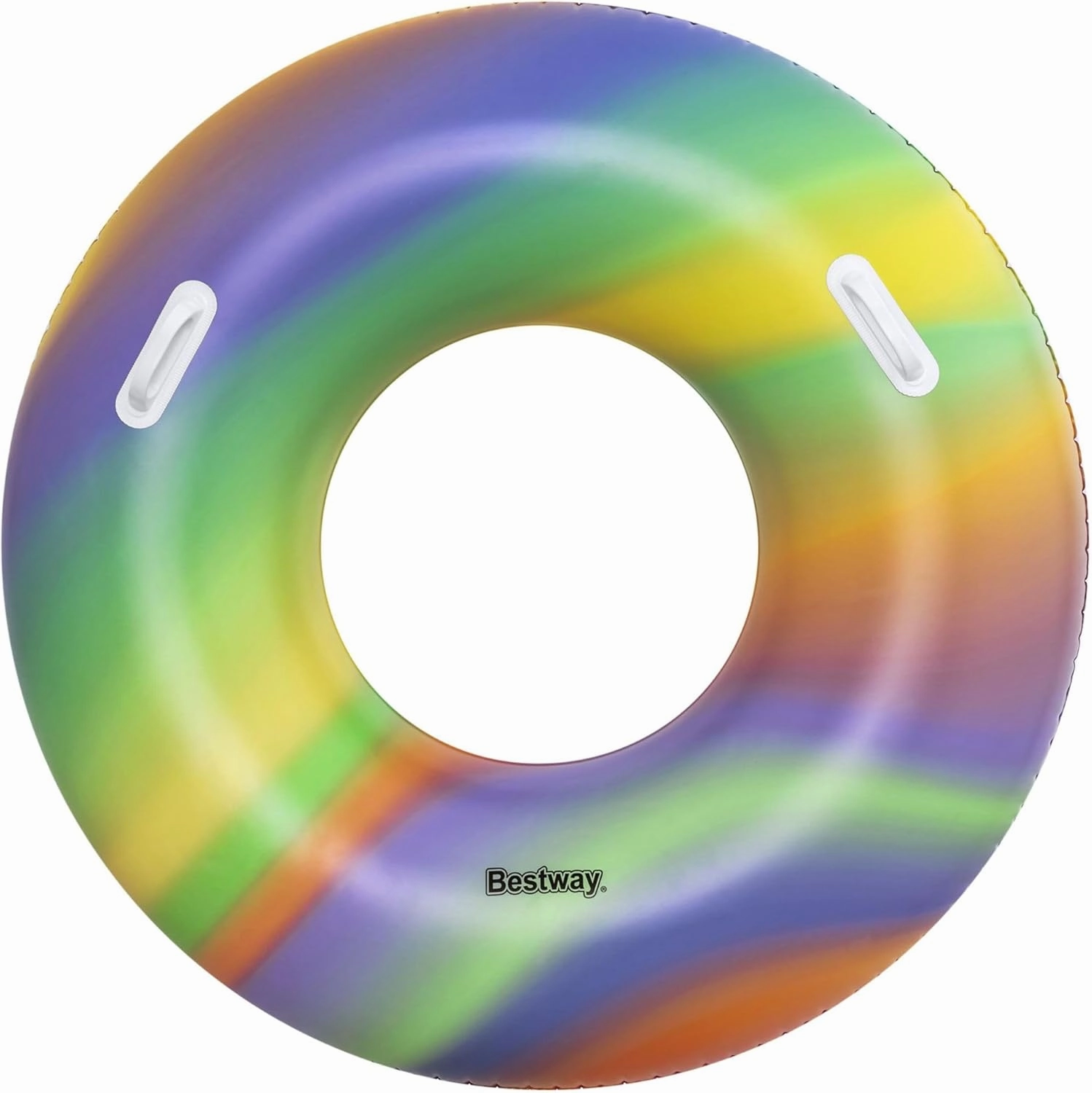 Bestway Inflatable Swimming Ring | for Teens and Adults, Durable Inflatable Swimming Float, Summer Water Pool Toys, Rainbow Colours