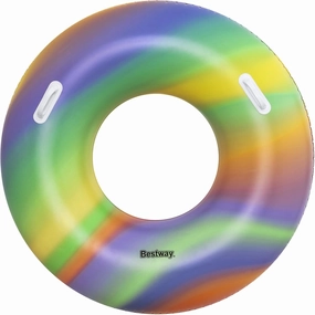 Bestway Inflatable Swimming Ring | for Teens and Adults, Durable Inflatable Swimming Float, Summer Water Pool Toys, Rainbow Colours