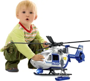 Big Helicopter Toy for Toddlers - Police Rescue Helicopter with Crane, Lights & Sounds - Boys & Girls Ages 2 3 4 5 6