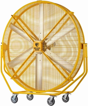 Big Ass Fans - AirGo, 8' Indoor/Outdoor Portable Fan with Wheels, Onboard Variable Speed Control, OSHA Compliant Steel Cage, IPX5 Rated, Washdown Capable, Safety Yellow