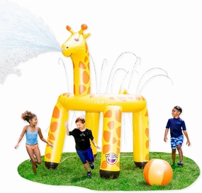 BigMouth Inc. Giant Inflatable Giraffe Ring Sprinkler, Fun Summer Backyard Water Games & Splash Toy for Kids, 6 Feet Tall
