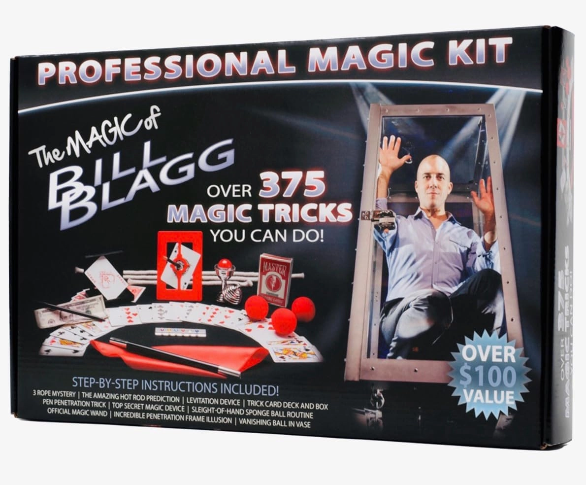 Bill Blagg Professional Magic Kit - Over 375 Easy to Learn Magic Tricks with Magic Wand! Ideal for Beginners of All Ages!