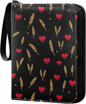 binder photo with double sided removable sleeves for game, baseball cards collection Wheat Ears Simple Line Heart Valentine's Day