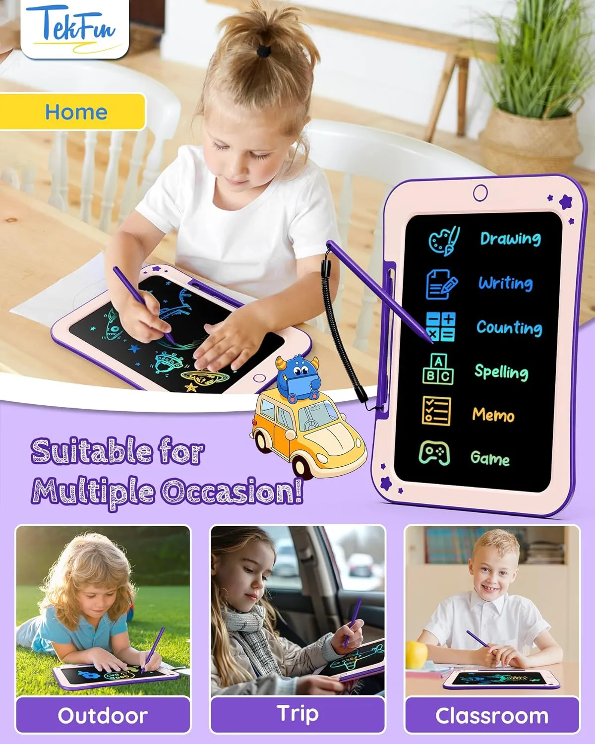 Birthday Gifts for Kids, 10inch LCD Writing Tablet Doodle Board, Mess Free Coloring Drawing Pad,Toddler Travel Toys, 3 4 5 6 7 8 Year Old Girl Birthday Gift, Christmas Easter Toys