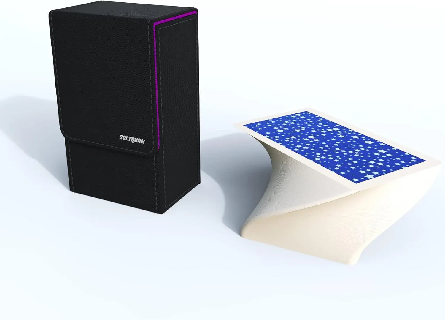 Black Tarot Card Holder with Purple Interior; Fold Top Box Case Magnetic Lid Closure; Fits Rider Waite Deck; Measures Standard Size 5.39 x 3.38 2 In (137*86*51mm) (Purple) (TRC01)