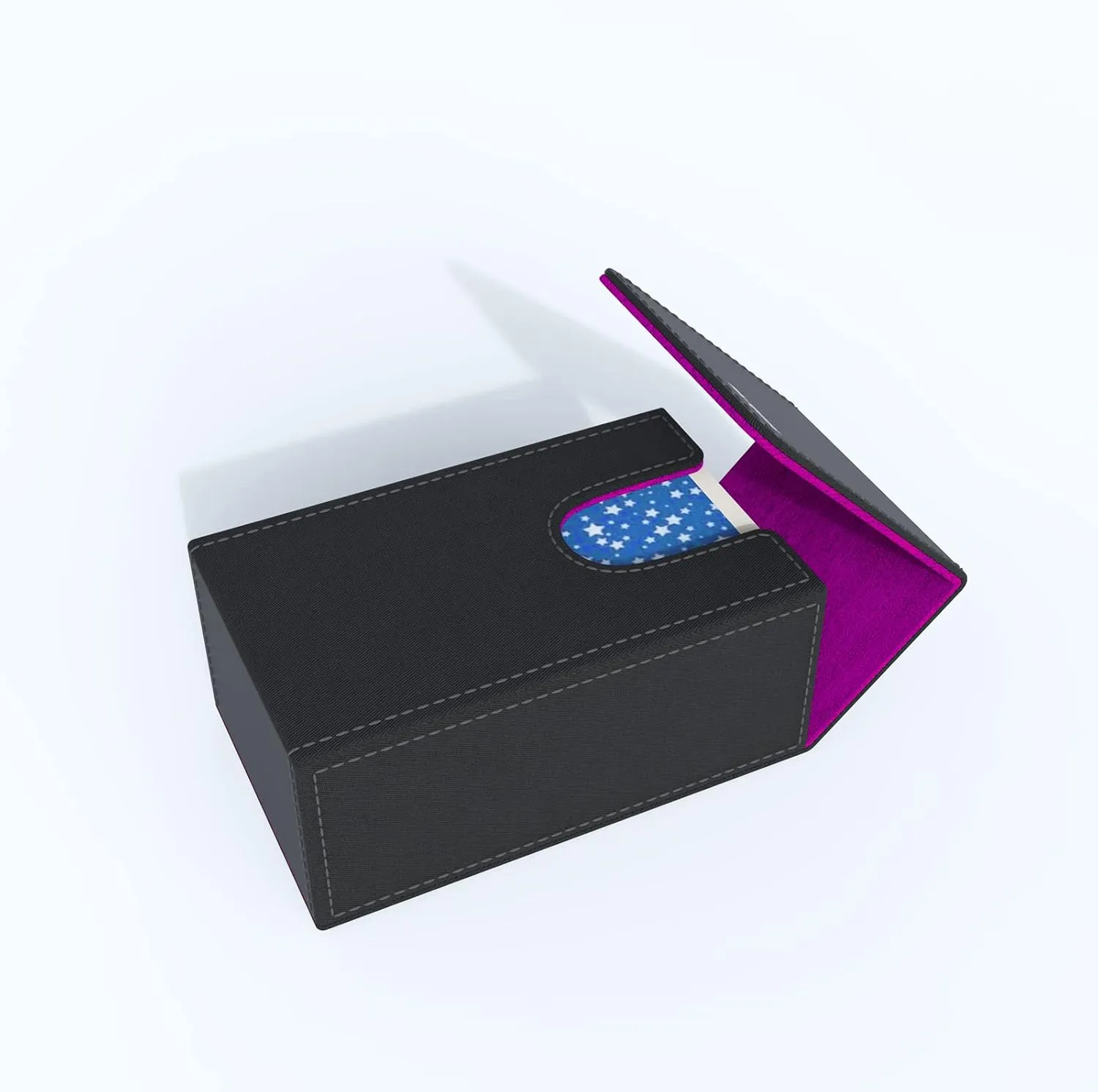 Black Tarot Card Holder with Purple Interior; Fold Top Box Case Magnetic Lid Closure; Fits Rider Waite Deck; Measures Standard Size 5.39 x 3.38 2 In (137*86*51mm) (Purple) (TRC01)