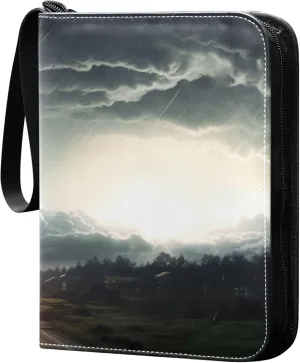 Black Tornado Card Binder 4 Pocket Collectible Trading Card Albums with 50 Sleeves Double Side PU Waterproof 3 Ring for Sports & Game Cards