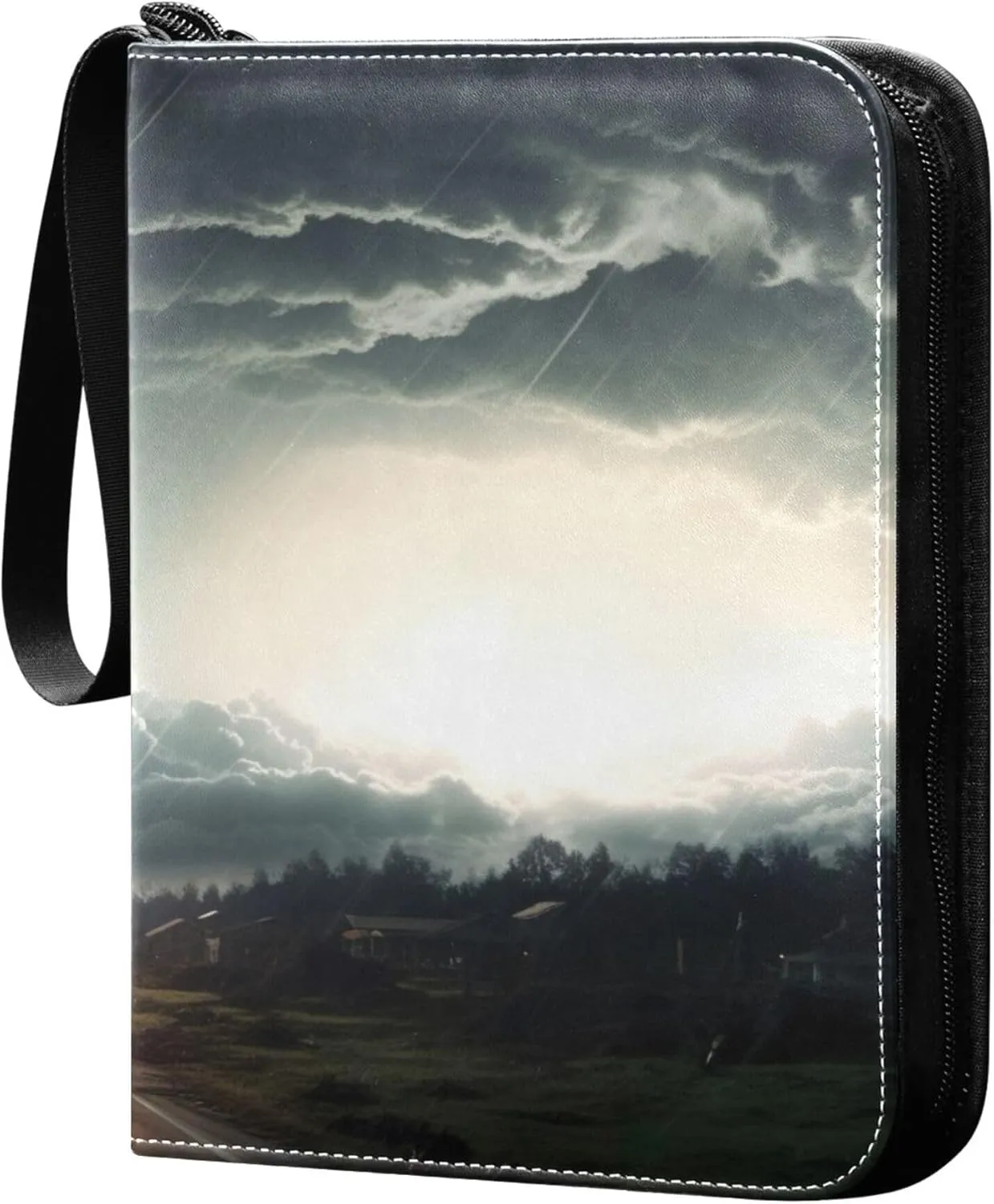 Black Tornado Card Binder 4 Pocket Collectible Trading Card Albums with 50 Sleeves Double Side PU Waterproof 3 Ring for Sports & Game Cards