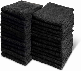 Black Bleach Proof Towels Bulk Sets 72 Pack 100% Cotton 16" X 27" Color Safe, Stain Resistant, Quick Drying Towels for Beauty, Hair and Nail Salon, Gym, Spa and Home Hair Care