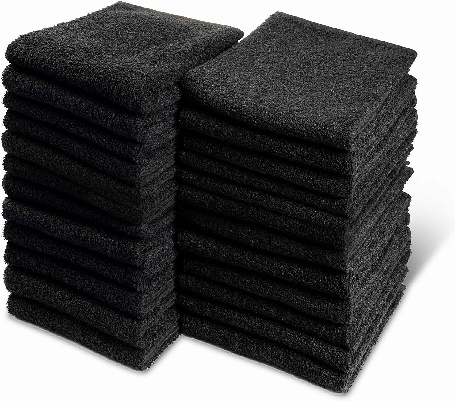 Black Bleach Proof Towels Bulk Sets 72 Pack 100% Cotton 16" X 27" Color Safe, Stain Resistant, Quick Drying Towels for Beauty, Hair and Nail Salon, Gym, Spa and Home Hair Care