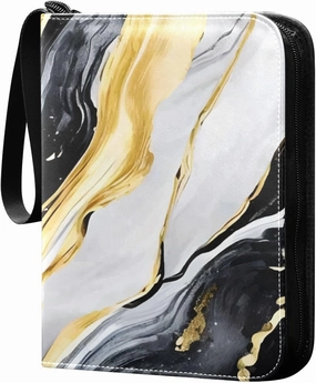 Black-white-gold-marble-painting Trading Card Protectors Holder Collectible Album for Sports Card Collection Storage 400 pockets Game Card Binder, JDJSDJJJ823158