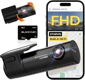BlackVue DR590X-2CH Plus with 32GB microSD Card | Simple Full HD Wi-Fi Dashcam, Parking Mode Support (Kit Included), Front and Rear Camera, BlackVue App Support for Video Transfer | Made in Korea