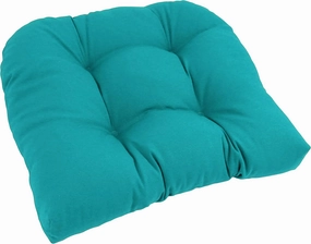 Blazing Needles Twill Rounded Back Chair Cushion, 19" x 19", Aqua Blue