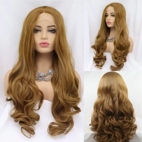 Blonde Lace Front Wig Long Body Wavy Honey Blonde Glueless Wig Heat Resistant Fiber Synthetic Hair Replacement Wigs for Women Daily Wear