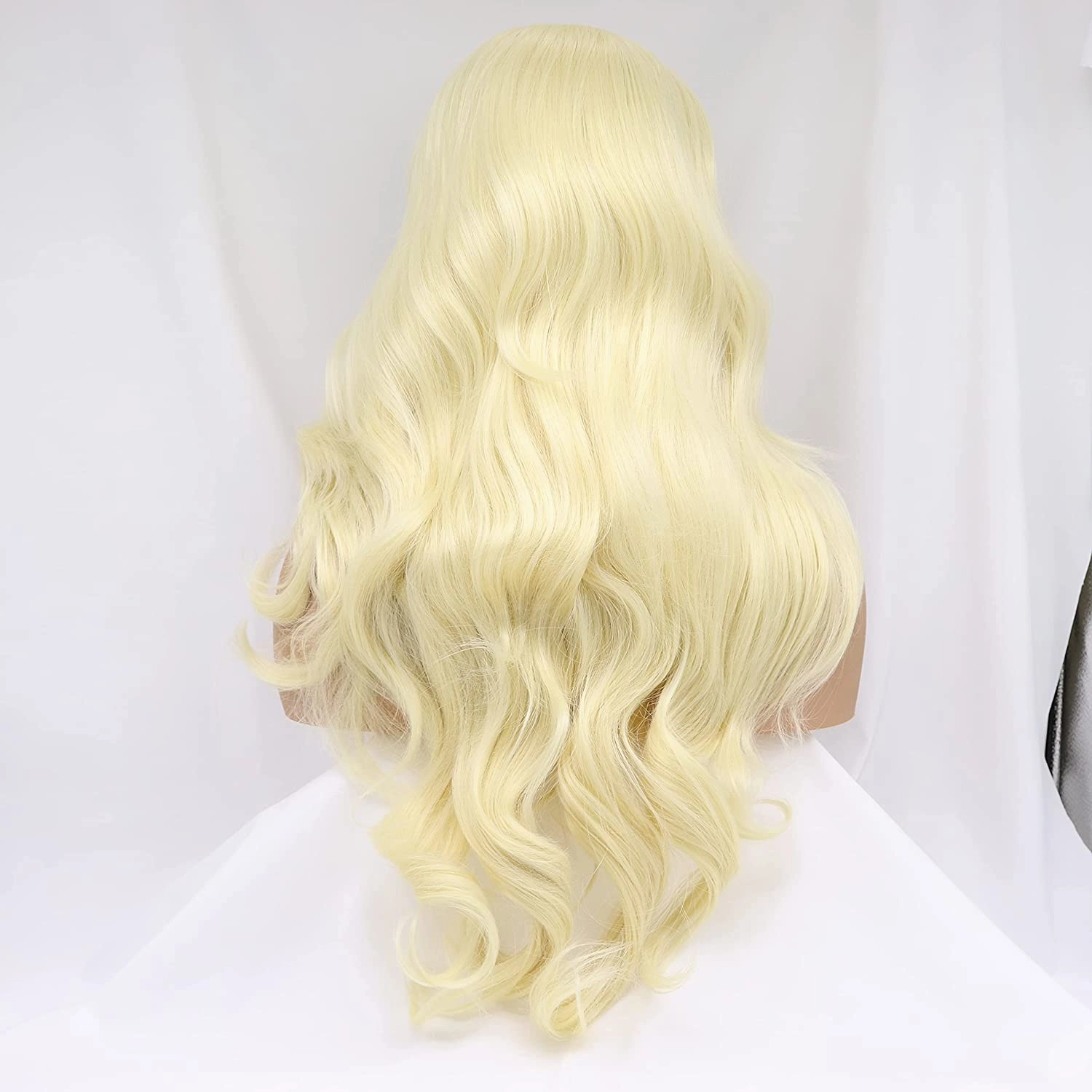 Blonde Wavy Wig Synthetic Lace Front Wig Long Wavy 613 Blonde Wig for Women Heat Resistant Fiber Glueless Wigs Daily Use 24inch