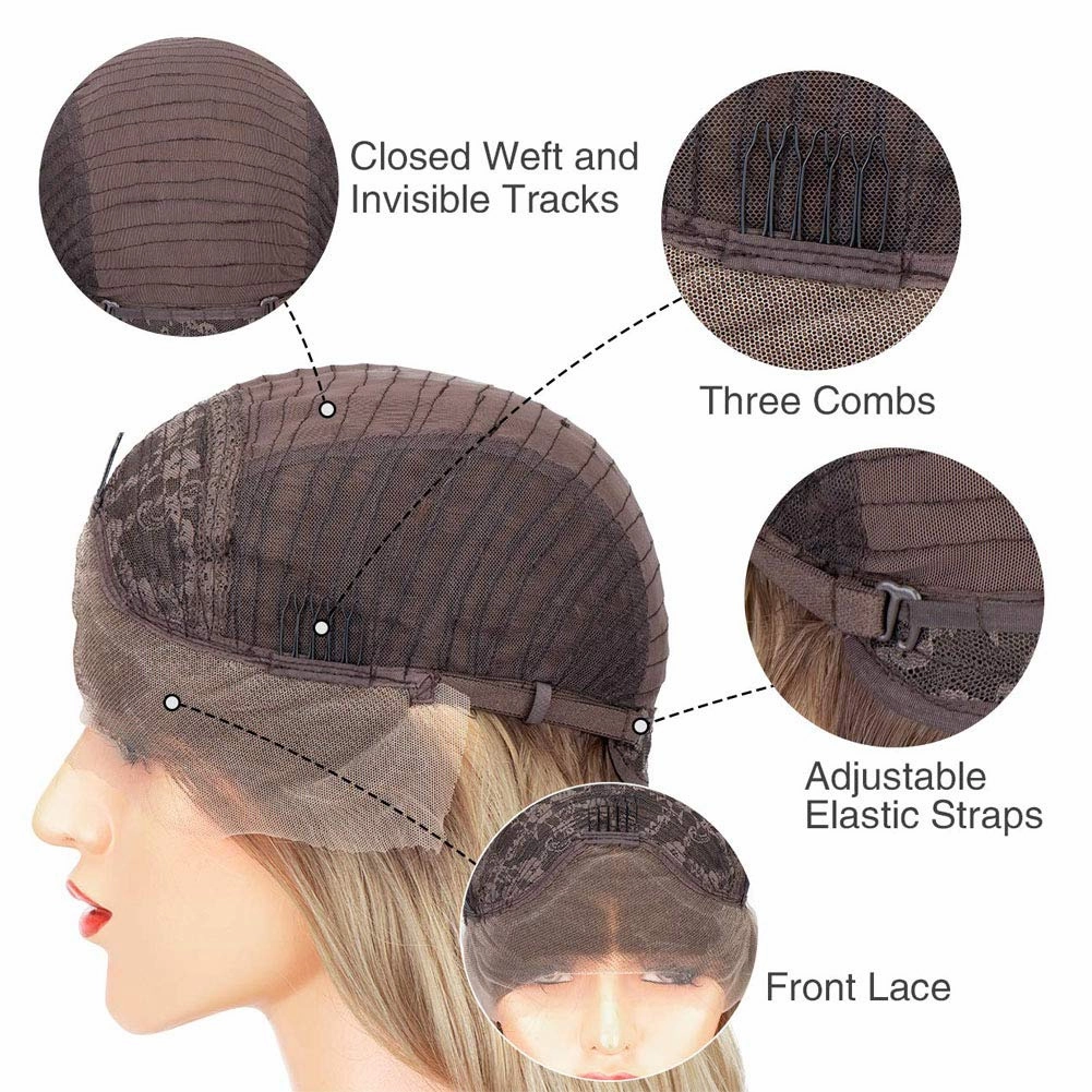 Blonde Wavy Wig Synthetic Lace Front Wig Long Wavy 613 Blonde Wig for Women Heat Resistant Fiber Glueless Wigs Daily Use 24inch