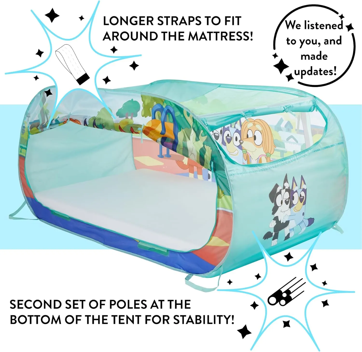 Bluey 2 in 1 Kids Pop Up Play Tent and Twin Bed Tent for Pretend and Imaginative Play